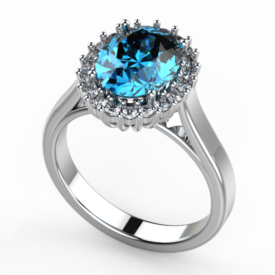 Over 4 carat Cushion Cut Ceylon Blue Sapphire Ring with Three Diamonds on  Each Side, Simple Styling (GR-5434)